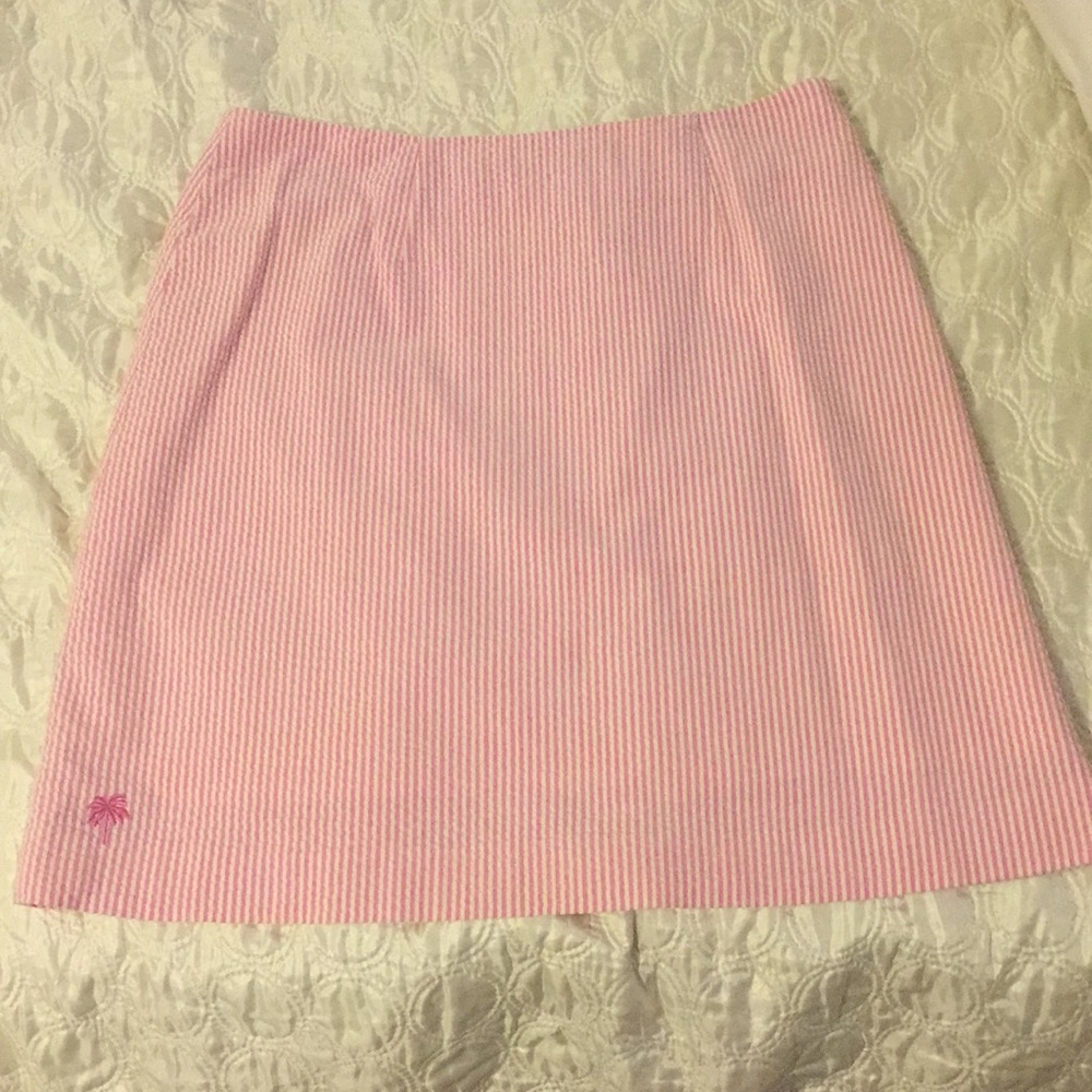 Lilly Pulitzer Pink and White Seersucker Skirt